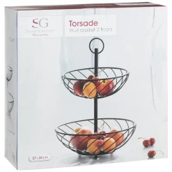 3S. x Home Serviteur à 2 Étages Torsade Noir Discount