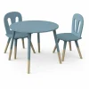 3 SUISSES Set 1 Table et 2 chaises FIRMIANA bleu orage et pin naturel