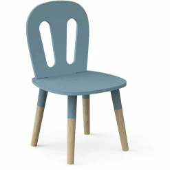 3 SUISSES Set 1 Table et 2 chaises FIRMIANA bleu orage et pin naturel