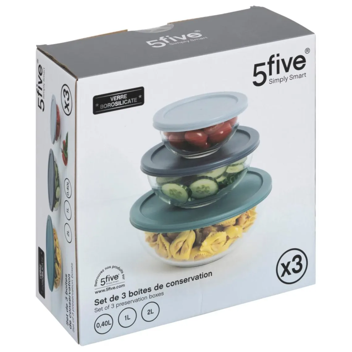 3S. x Home Set de 3 boîtes de conservation en verre Discount