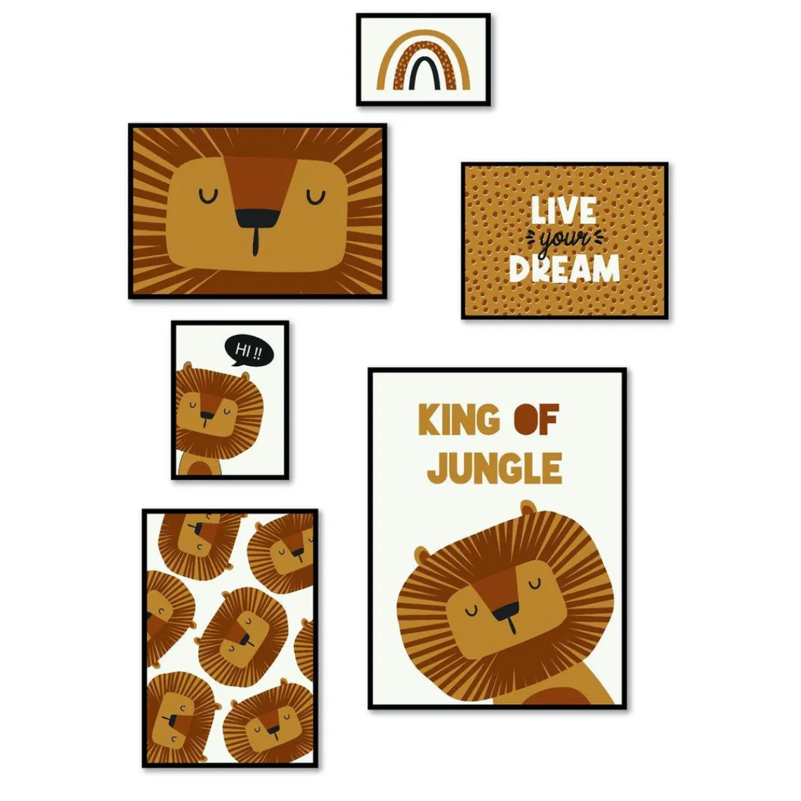 Today Set de 6 Cadres Noirs - Lion New