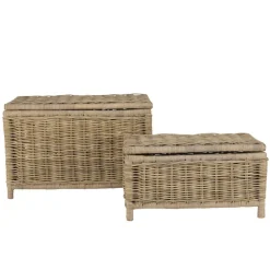 Macabane Set de 2 coffres de rangement rectangulaires en kubu naturel KALLY Discount