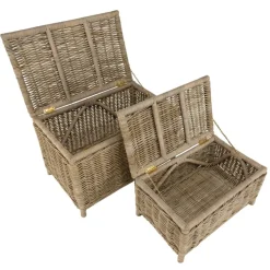 Macabane Set de 2 coffres de rangement rectangulaires en kubu naturel KALLY Discount