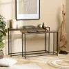 Macabane Set de 2 consoles gigognes aluminium doré et noir pieds métal JOHAN New