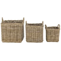 Macabane Set de 3 paniers de rangement carrés en kubu naturel KALLY Outlet