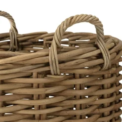 Macabane Set de 3 paniers de rangement ronds en rotin naturel KALLY Hot