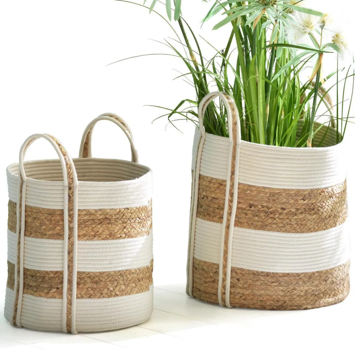 Becquet Set de 2 paniers en textile AGRA Bicolores Outlet