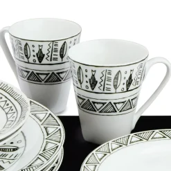 3S. x Home Set de 72 pièces Motif aztèque noir Best