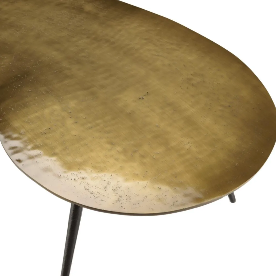 Macabane Set de 2 tables basses ovoïdes en Aluminium JAMES Noir mat et Doré Best