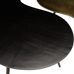Macabane Set de 2 tables basses ovoïdes en Aluminium JAMES Noir mat et Doré Best