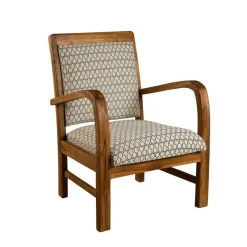 Macabane Sofa en teck et coton imprimé hexagones Scandi Sale