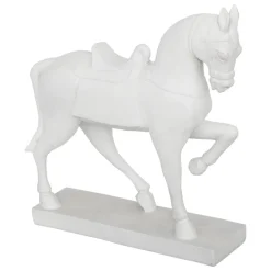3S. x Home Statue cheval Little cottage Résine Blanc