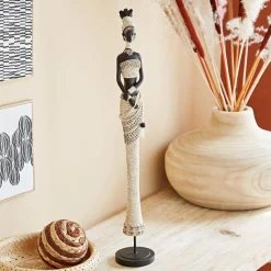 Becquet Statuette Africaine mains croisées en Résine HASNA Blanc Online