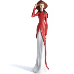 Becquet Statuette Femme d'Asie en Résine MAILY Rouge Sale