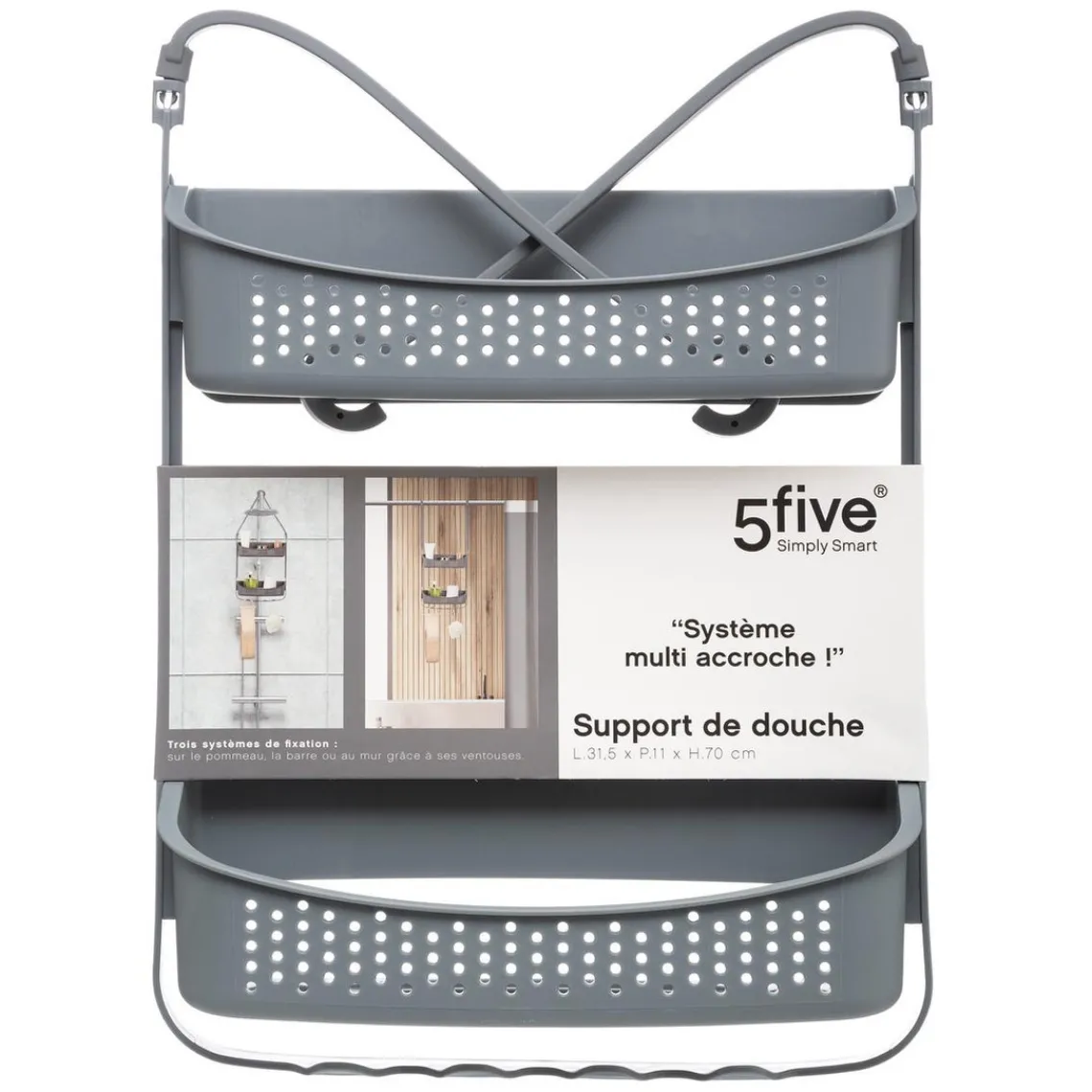 3S. x Home Support Douche Souple 2 Pièces Gris