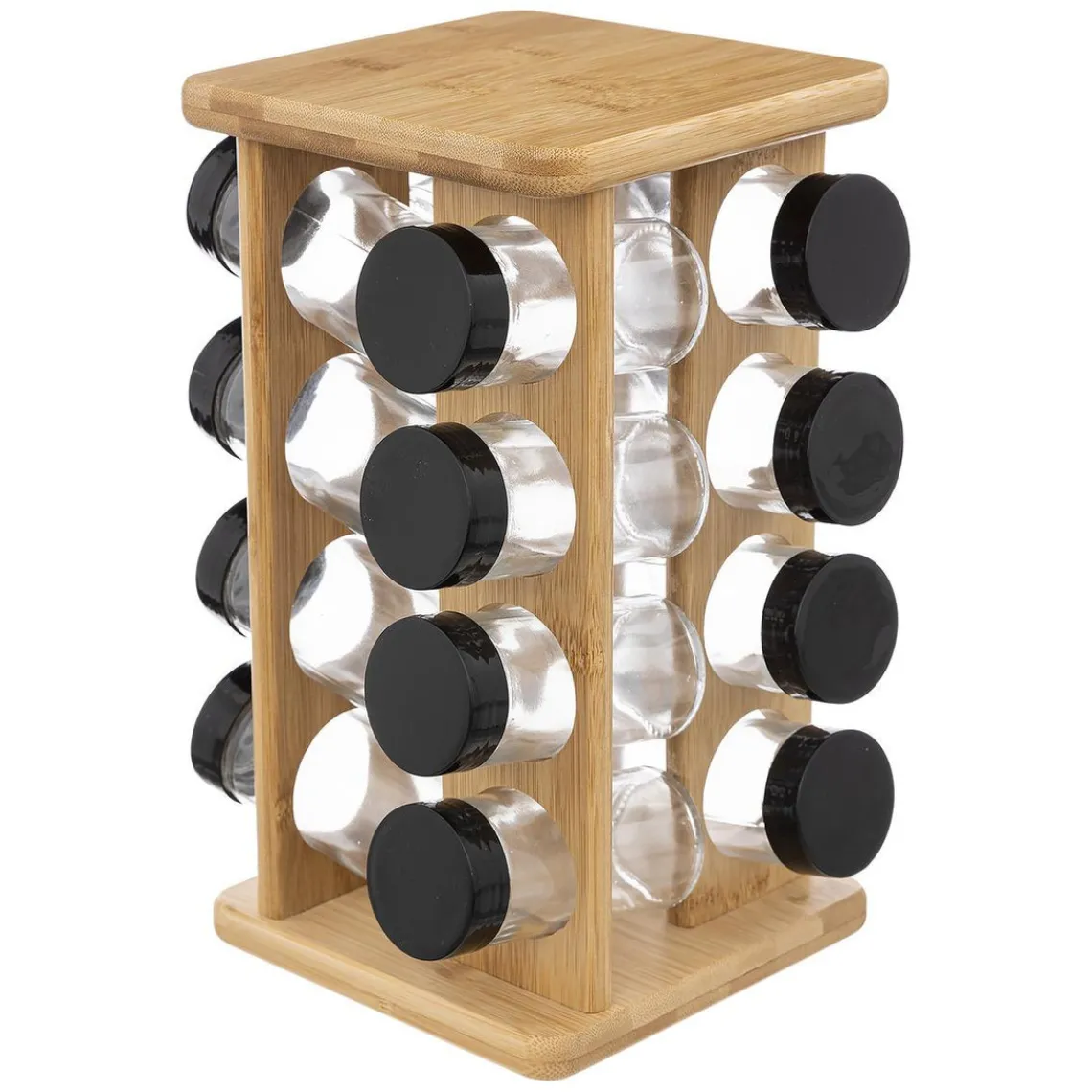 3S. x Home Support rotatif 16 pots à épices bambou Discount