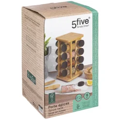3S. x Home Support rotatif 16 pots à épices bambou Discount