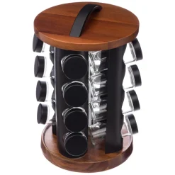 3S. x Home Support rotatif acacia 16 pots à épices New