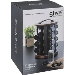 3S. x Home Support rotatif acacia 16 pots à épices New