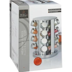 3S. x Home Support rotatif inox 16 pots à épices Discount
