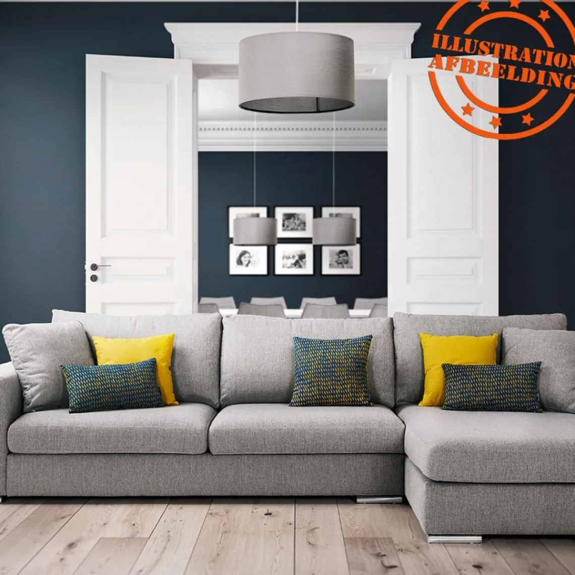 ALTEREGO Suspension 'BUNGEE' ronde avec abat-jour gris