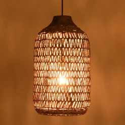 Macabane Suspension en abaca couleur naturelle et teck recyclé SIXTINE Best