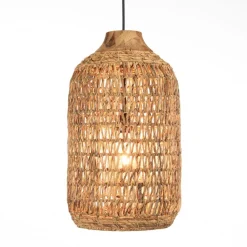 Macabane Suspension en abaca couleur naturelle et teck recyclé SIXTINE Best