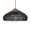 Macabane Suspension en rotin couleur noire et teck recyclé SIXTINE Best