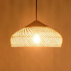 Macabane Suspension en rotin couleur naturelle et teck recyclé SIXTINE