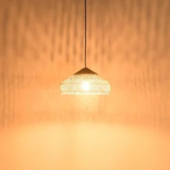 Macabane Suspension en rotin couleur naturelle et teck recyclé SIXTINE