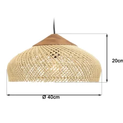 Macabane Suspension en rotin couleur naturelle et teck recyclé SIXTINE