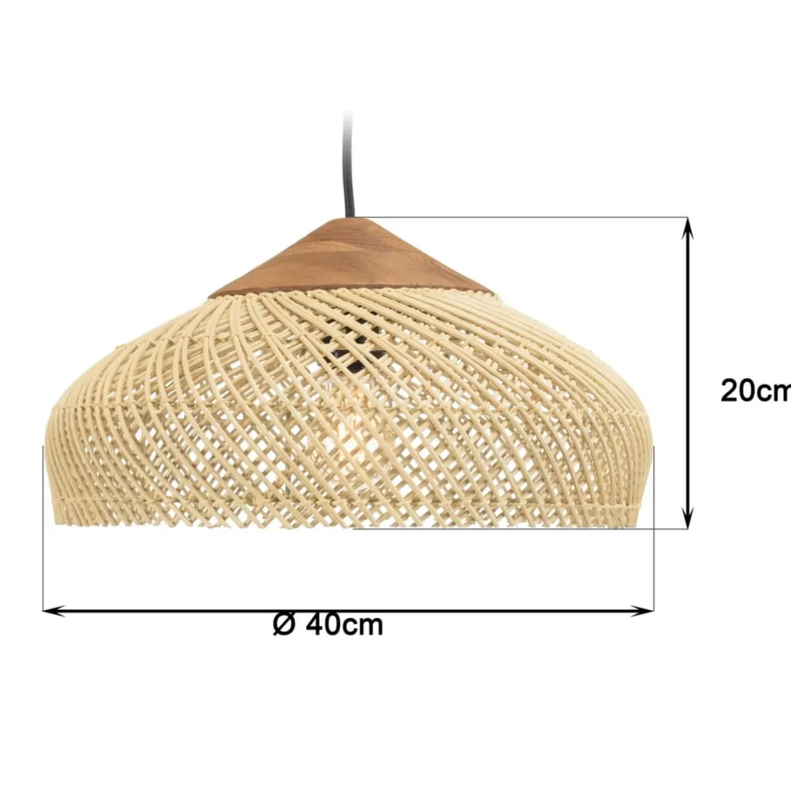 Macabane Suspension en rotin couleur naturelle et teck recyclé SIXTINE