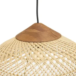 Macabane Suspension en rotin couleur naturelle et teck recyclé SIXTINE