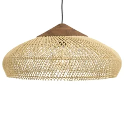 Macabane Suspension en rotin et teck recyclé SIXTINE couleur naturelle Discount