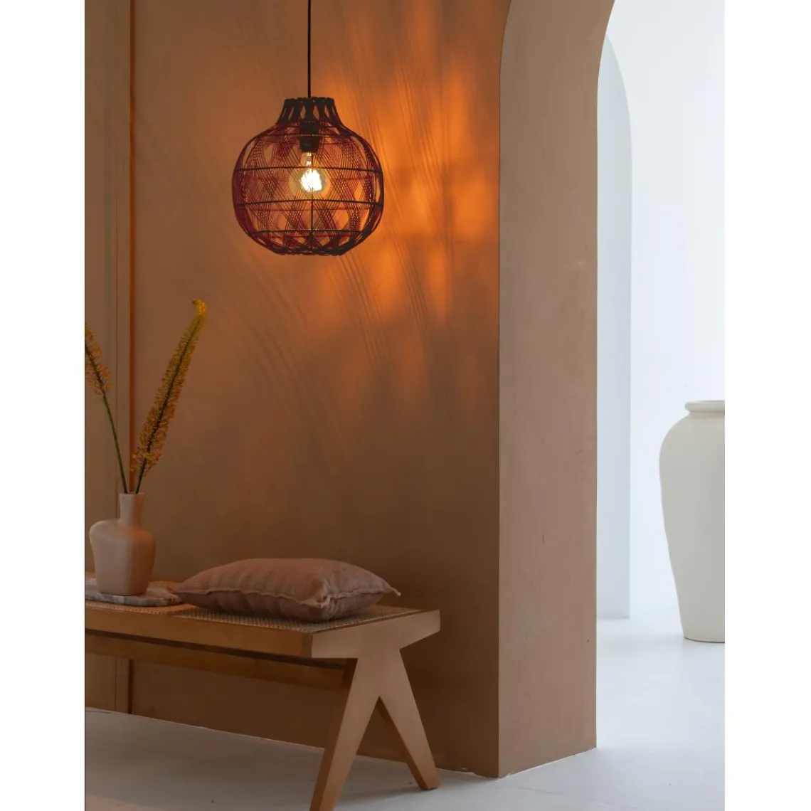 Good & Mojo Suspension Mendoza bambou abat-jour bordeaux Online