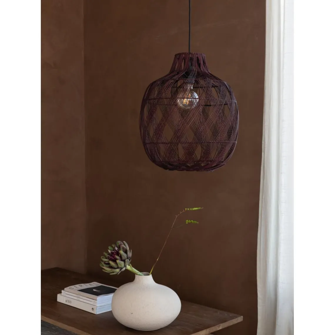 Good & Mojo Suspension Mendoza bambou abat-jour bordeaux Outlet