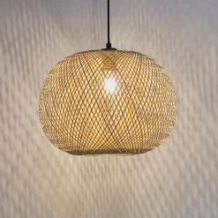 ALTEREGO Suspension ronde 'CASIMIRA MINI' en bambou naturel Hot