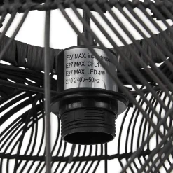 ALTEREGO Suspension style lanterne 'PACITO' en rotin noir