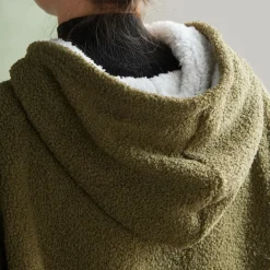 Today Sweat Plaid Bouclette CAPUCHE en Polyester 70 x 87 MATCHA Celadon Clearance