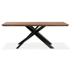 ALTEREGO Table à diner avec pied central en x 'WALABY' en bois finition Noyer Discount