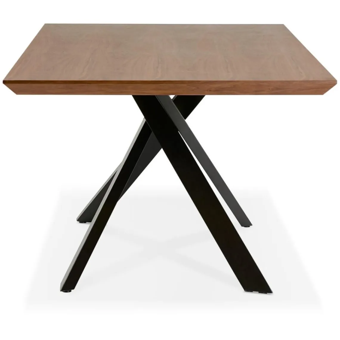 ALTEREGO Table à diner avec pied central en x 'WALABY' en bois finition Noyer Discount