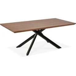 ALTEREGO Table à diner avec pied central en x 'WALABY' en bois finition Noyer Discount
