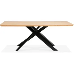 ALTEREGO Table à diner avec pied central en x 'WALABY' en bois finition naturelle New