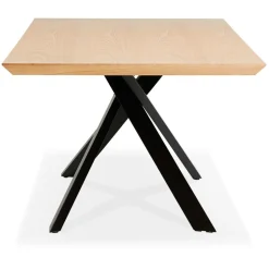 ALTEREGO Table à diner avec pied central en x 'WALABY' en bois finition naturelle New