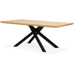 ALTEREGO Table à diner avec pied central en x 'WALABY' en bois finition naturelle New