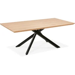 ALTEREGO Table à diner avec pied central en x 'WALABY' en bois finition naturelle New