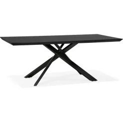 ALTEREGO Table à diner design avec pied central en x 'WALABY' en bois noir Sale