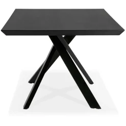 ALTEREGO Table à diner design avec pied central en x 'WALABY' en bois noir Sale