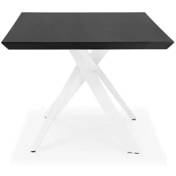 ALTEREGO Table à diner design 'WALABY' en bois noir avec pied central en x blanc Hot