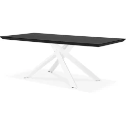 ALTEREGO Table à diner design 'WALABY' en bois noir avec pied central en x blanc Hot
